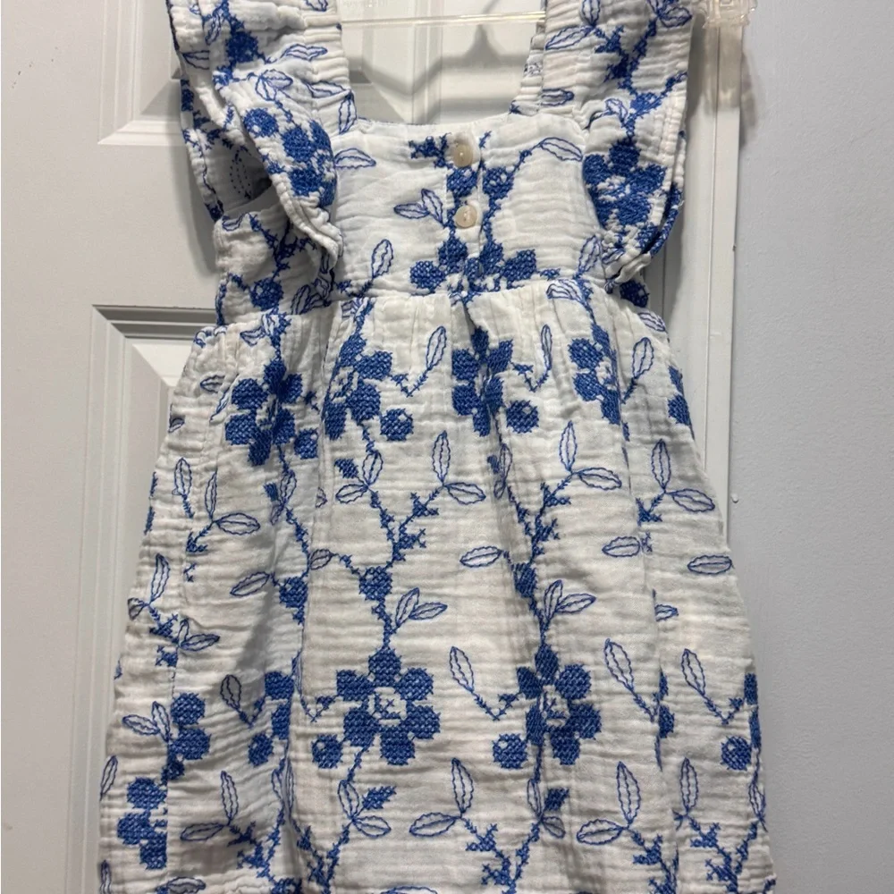 Zara Blue and White Ruffled Tiered Sundress size 3-4